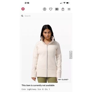 Lululemon Jacket Coat cream Size 6